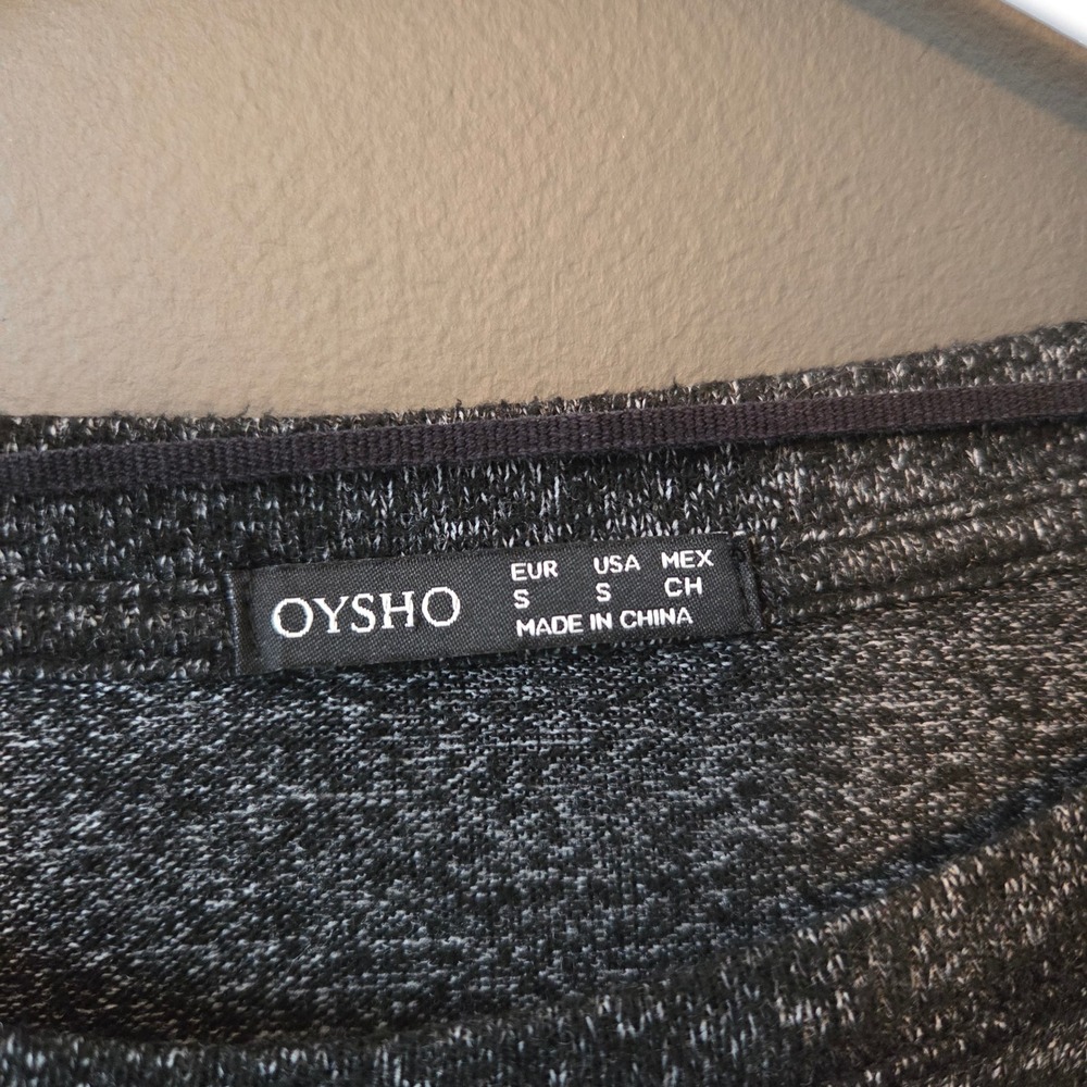 Oysho‎ Long Sleeve Marled Knit Top Women's Size S Charcoal Gray Casual Comfort - Picture 3 of 10